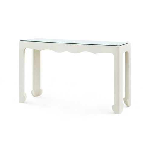 Gianna Console  with Glass Top, Sand White