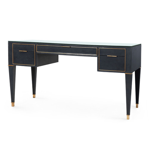 Hunter Desk  with Glass Top, Black