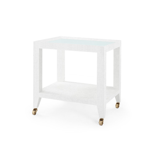 Isadora Tea Table with Glass Top, Chiffon White