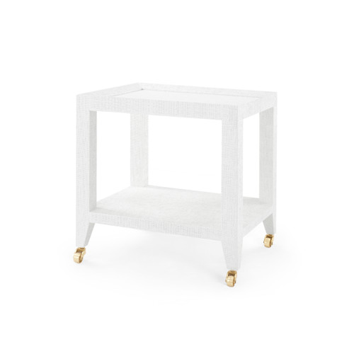 Isadora Tea Table with Glass Top, Chiffon White