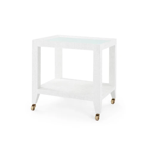 Isadora Tea Table with Glass Top, Chiffon White