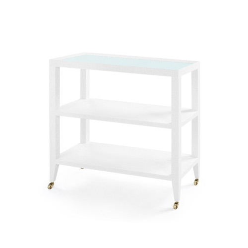 Isadora Console Table with Glass Top, Chiffon White