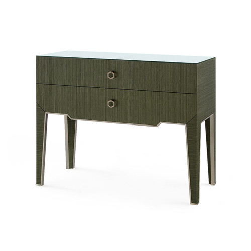 Madeline Console with Glass Top, Deep Olive