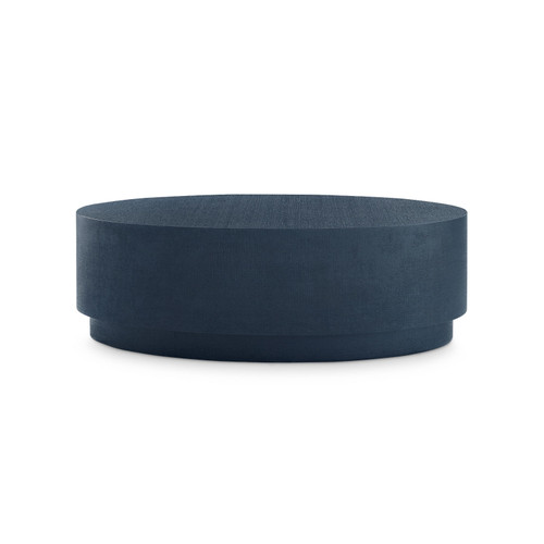 Mila Oval Coffee Table with Glass Top, Blue Steel