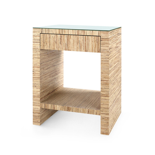 Morgan 1-Drawer Side Table with Glass Top, Papyrus