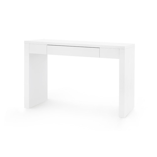 Morgan Console Table with Glass Top, Chiffon White