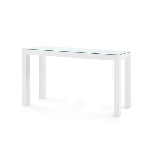 Parsons Large Console with Glass Top, Chiffon White