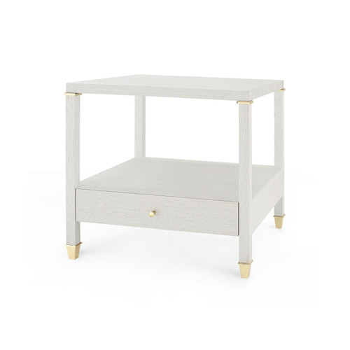 Pascal 1-Drawer Side Table with Glass Top, Silver Shimmer