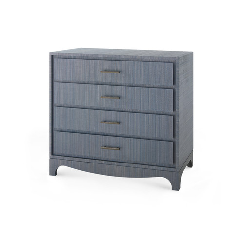 Barrett Large 4-Drawer with Glass Top, Denim Mist
