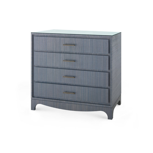 Barrett Large 4-Drawer with Glass Top, Denim Mist