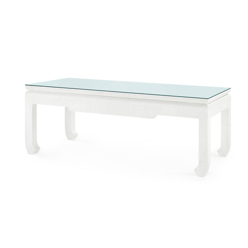 Bethany Coffee Table with Glass Top, Vanilla