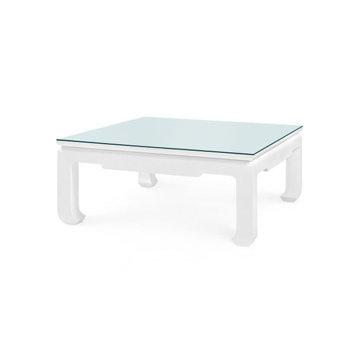 Bethany Large Square Coffee Table with Glass Top, Vanilla