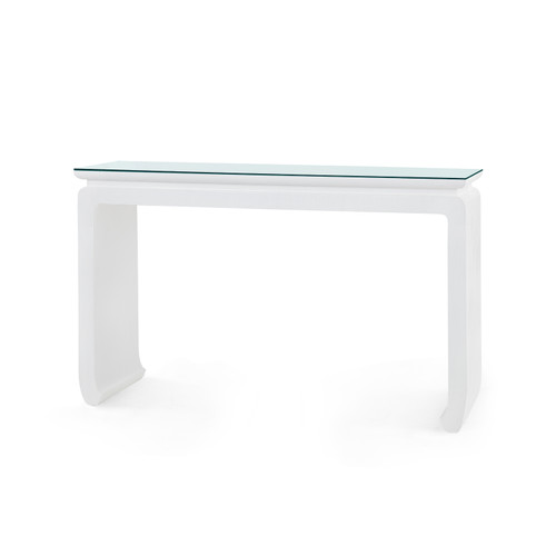 Elina Console with Glass Top, Vanilla