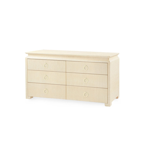 Elina Extra Large 6-Drawer with Glass Top, Natural Twill