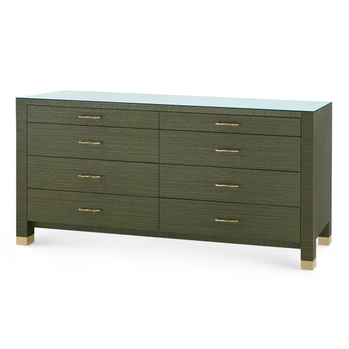 Camden Extra Large 8-Drawer with Glass Top, Deep Olive