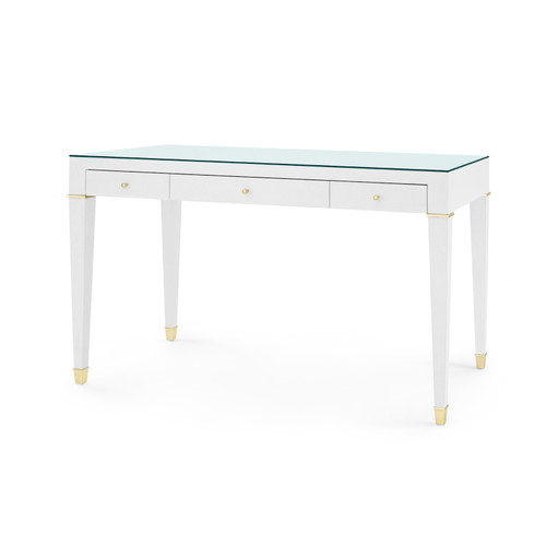 Claudette Desk with Glass Top, Cream