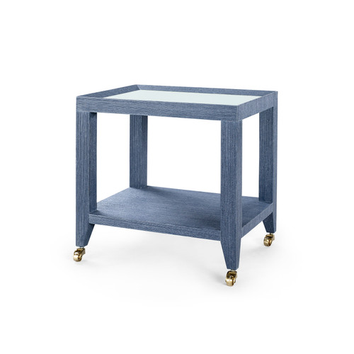 Isadora Tea Table with Glass Top, Navy Blue