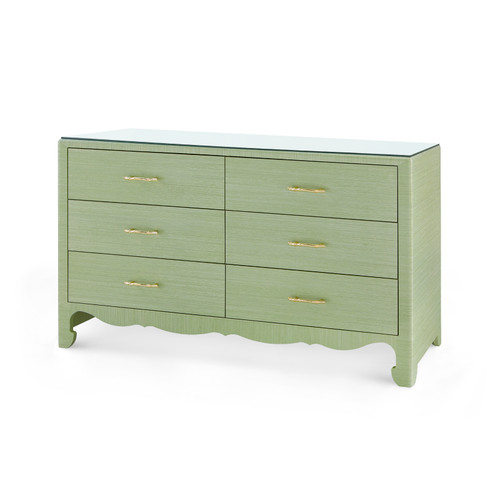 Gianna Extra Large 6-Drawer with Glass Top, Spring Green