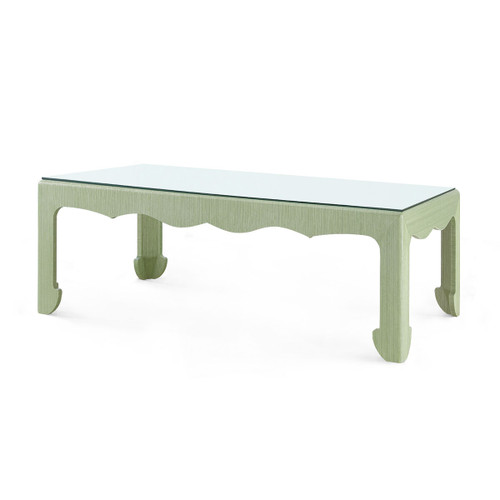 Gianna Coffee Table with Glass Top, Spring Green