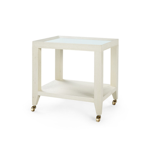 Isadora Tea Table with Glass Top, Canvas Cream