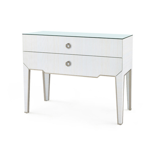 Madeline Console with Glass Top, Platinum Shimmer
