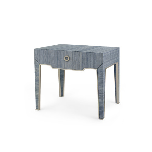 Madeline 1-Drawer Side Table with Glass Top, Colonial Blue