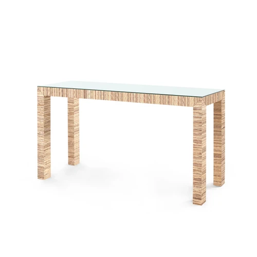 Parsons Large Console with Glass Top, Papyrus