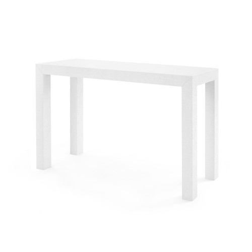 Parsons Console Table with Glass Top, Chiffon White