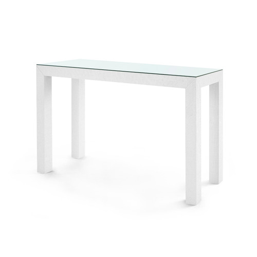 Parsons Console Table with Glass Top, Chiffon White