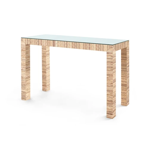 Parsons Console Table with Glass Top, Papyrus