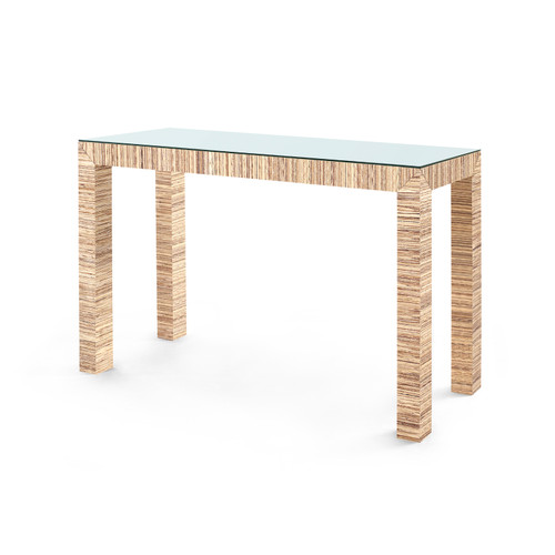 Parsons Console Table with Glass Top, Papyrus
