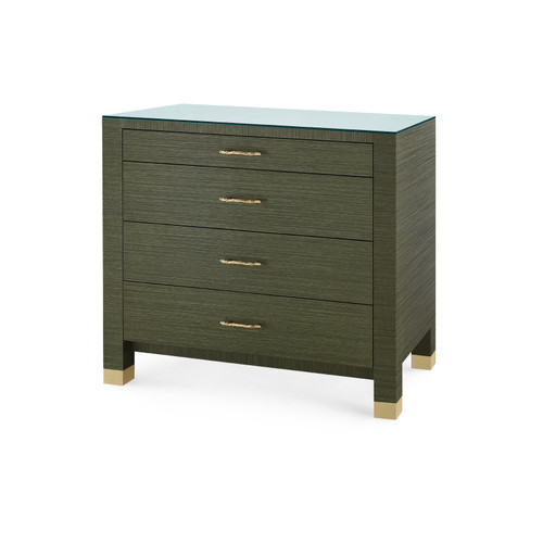 Camden Large 4-Drawer with Glass Top, Deep Olive
