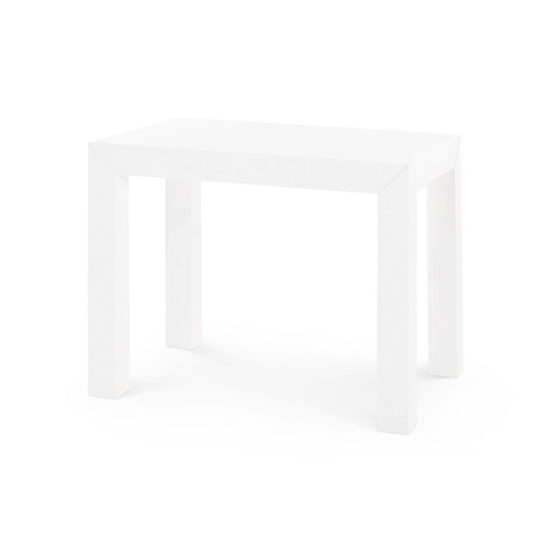 Parsons Side Table with Glass Top, Chiffon White
