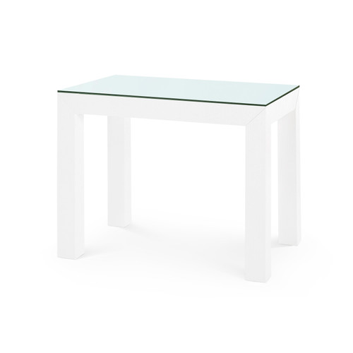 Parsons Side Table with Glass Top, Chiffon White