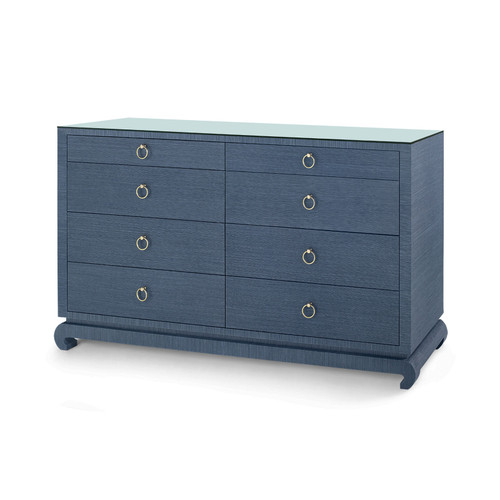 Ming Extra Large 8-Drawer with Glass Top, Navy Blue