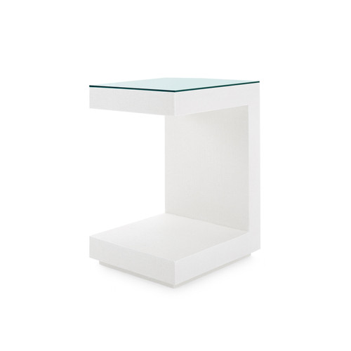 Essential Side Table with Glass Top, Chiffon White