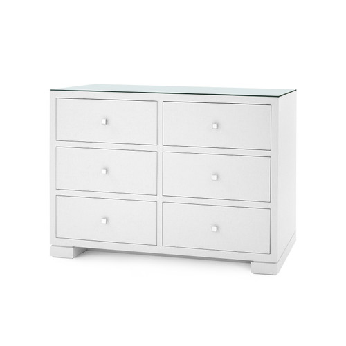 Frances Extra Large 6-Drawer with Glass Top, Chiffon White
