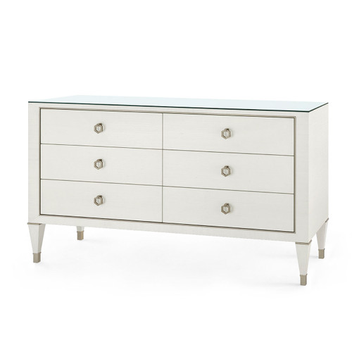 Morris Extra Large 6-Drawer with Glass Top, Sand White