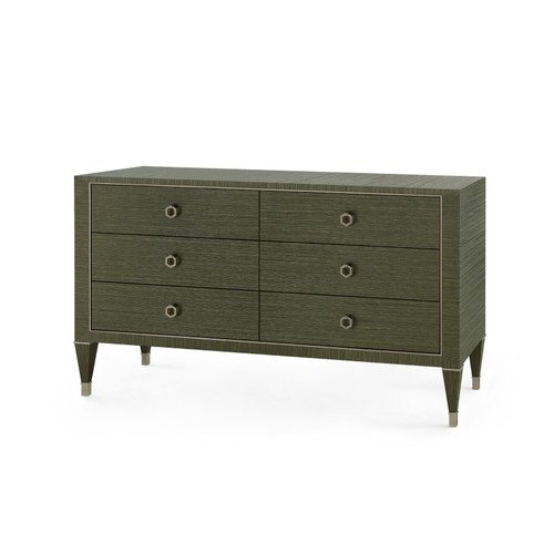 Morris Extra Large 6-Drawer with Glass Top, Deep Olive