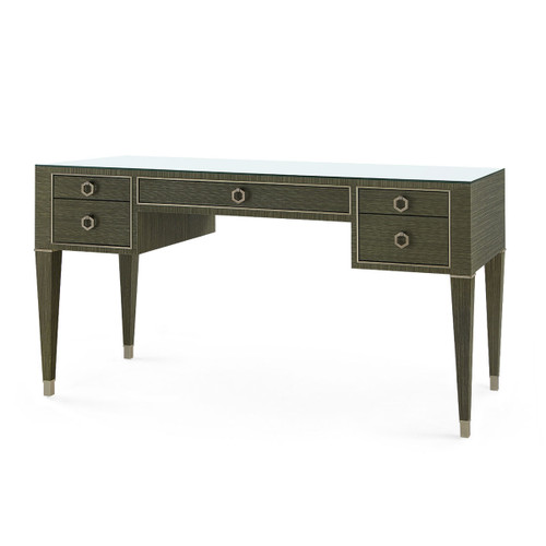 Morris Desk with Glass Top, Deep Olive