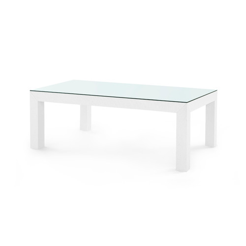 Parsons Coffee Table with Glass Top, Chiffon White