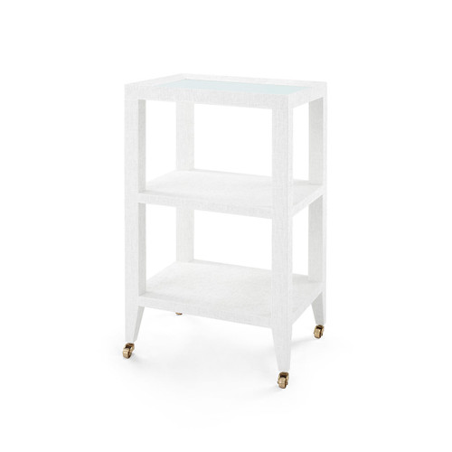Isadora Side Table with Glass Top, Chiffon White