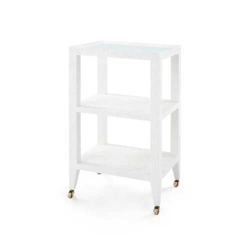Isadora Side Table with Glass Top, Chiffon White