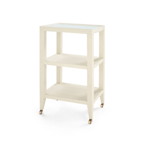 Isadora Side Table with Glass Top, Canvas Cream