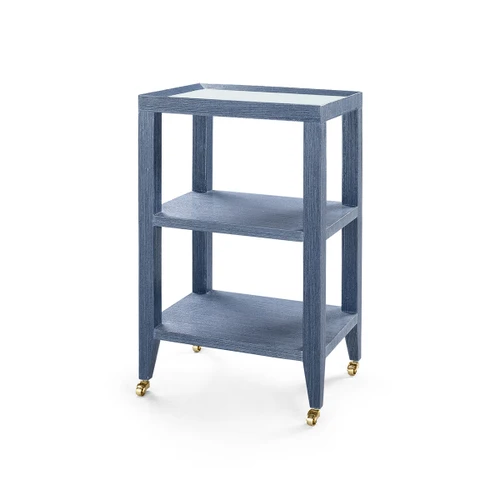 Isadora Side Table with Glass Top, Navy Blue