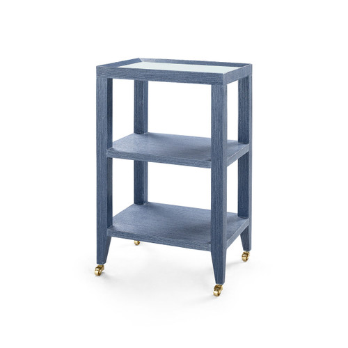 Isadora Side Table with Glass Top, Navy Blue