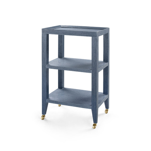 Isadora Side Table with Glass Top, Navy Blue