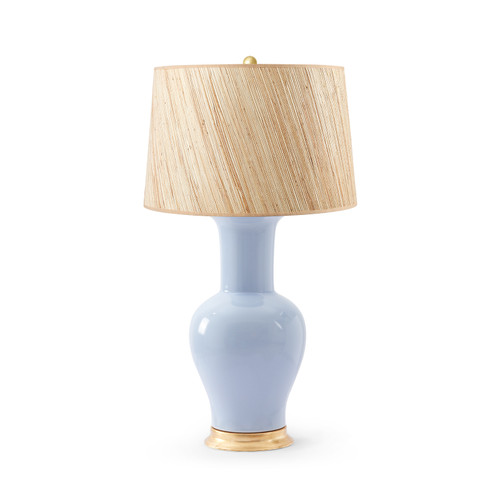 Acacia Lamp with Shade 17-inch Papyrus, with Gold, Periwinkle Blue