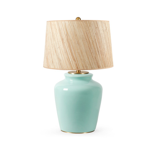 Aksel Lamp with Shade 17-inch Papyrus, with Gold, Pacific Teal