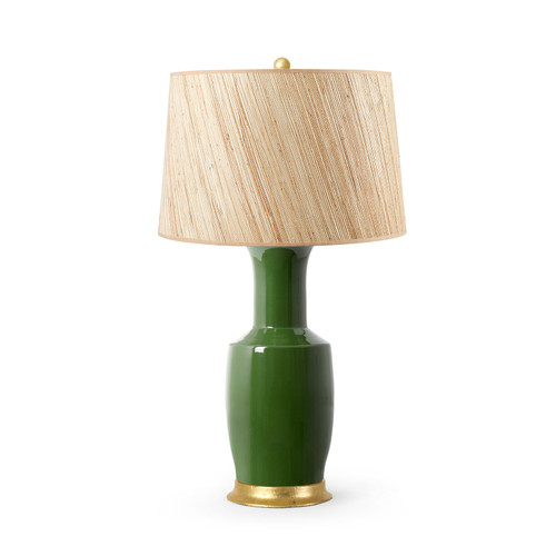 Alia Lamp with Shade 17-inch Papyrus, with Gold, Dark Green